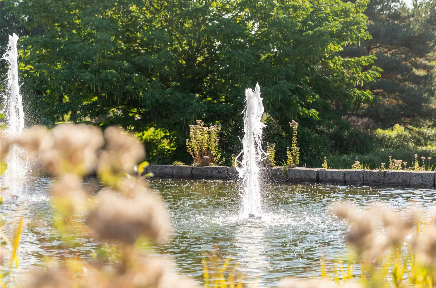 Gartenteich mit Wasserspiel